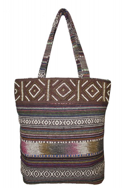 Frosty Grey Aztec Jacquard Bag